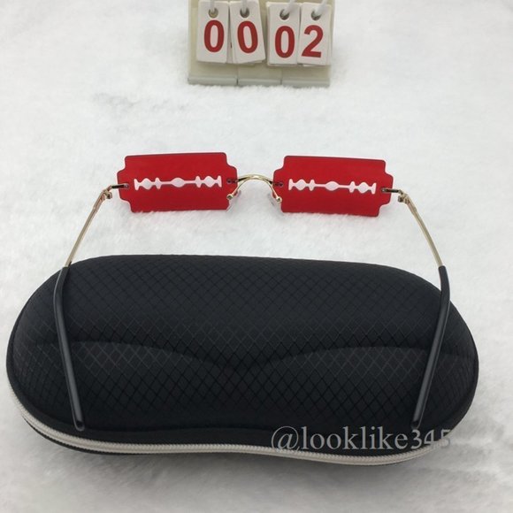 Fashion Retro Vintage Rimless Red Frame Sunglasses - Picture 3 of 5